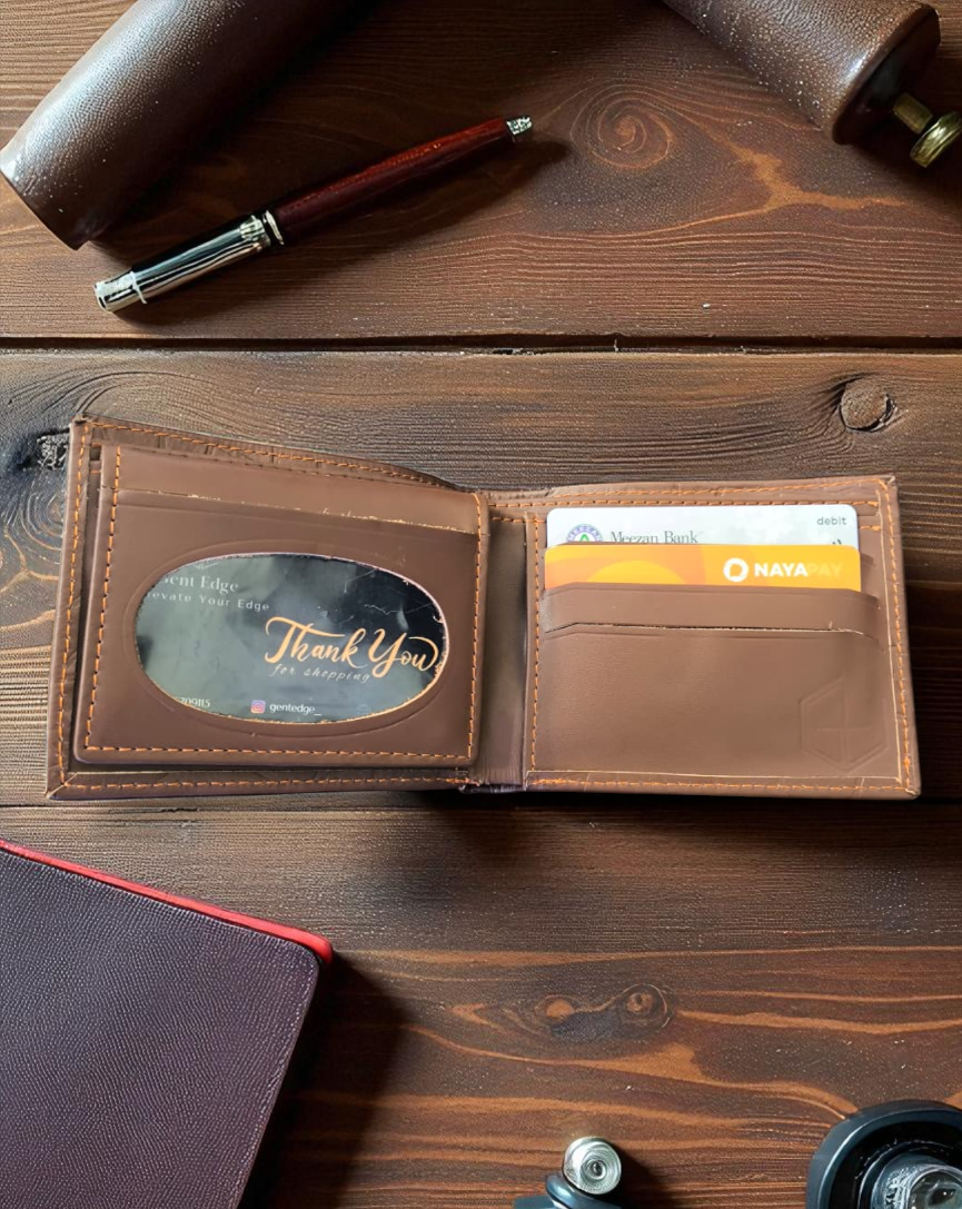 Brown Crocodile-Texture Leather Wallet – 2 Cash Pockets & 10 Card Slots (Latest Collection)