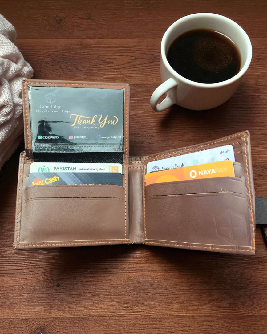 Brown Crocodile-Texture Leather Wallet – 2 Cash Pockets & 10 Card Slots (Latest Collection)
