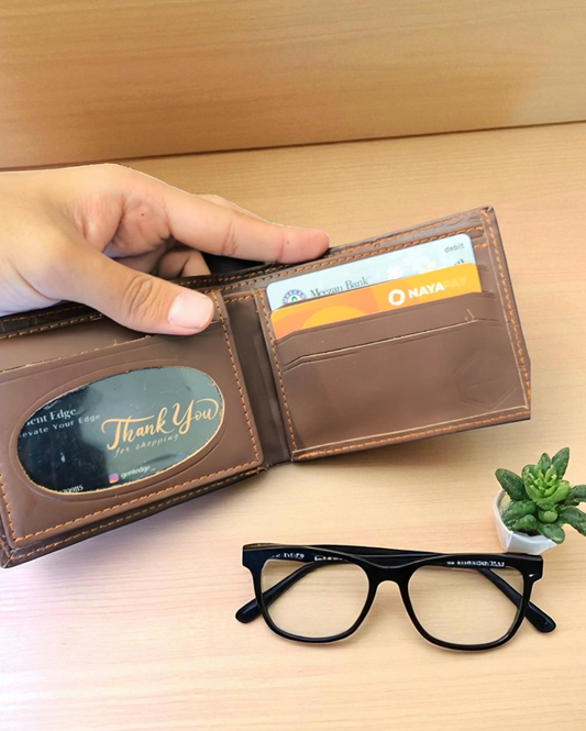 Brown Crocodile-Texture Leather Wallet – 2 Cash Pockets & 10 Card Slots (Latest Collection)