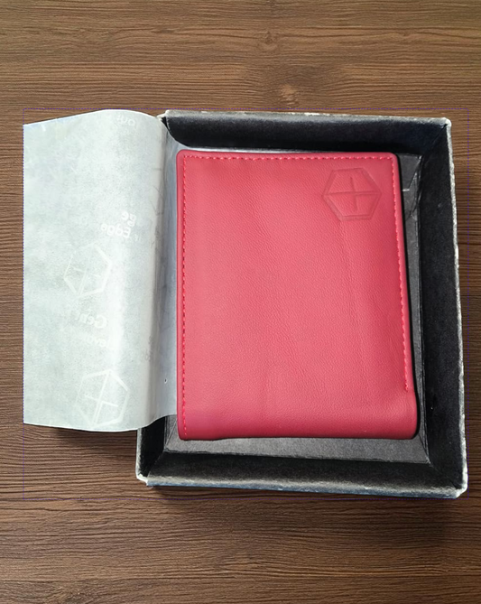 Red Plain Texture Leather Wallet – 2 Cash Pockets & 10 Card Slots (Latest Collection)