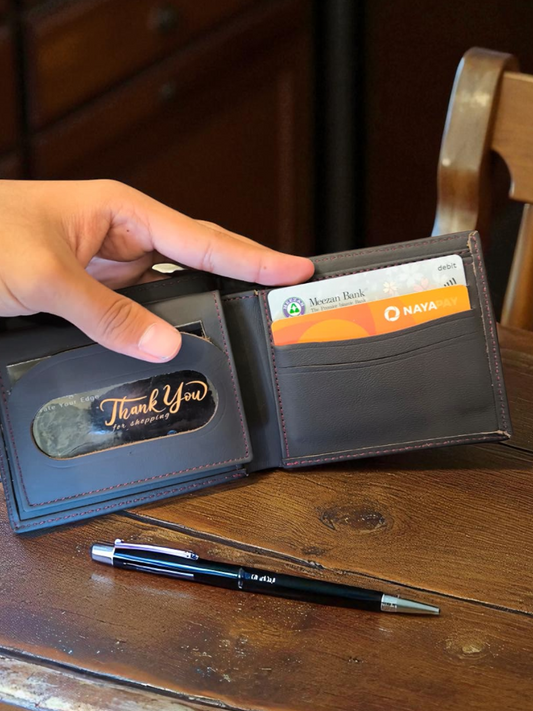 Dark Brown Plain Texture Leather Wallet – 2 Cash Pockets & 10 Card Slots (Latest Collection)