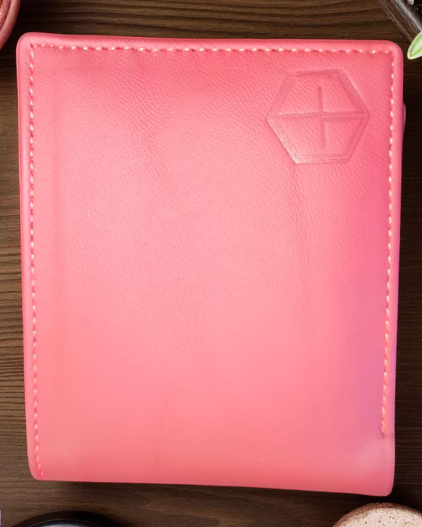 Red Plain Texture Leather Wallet – 2 Cash Pockets & 10 Card Slots (Latest Collection)