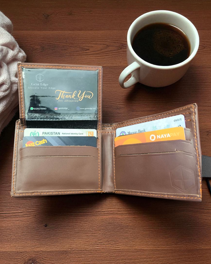 Brown Crocodile-Texture Leather Wallet – 2 Cash Pockets & 10 Card Slots (Latest Collection)
