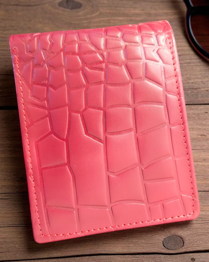 Red Crocodile-Texture Leather Wallet – 2 Cash Pockets & 10 Card Slots (Latest Collection)