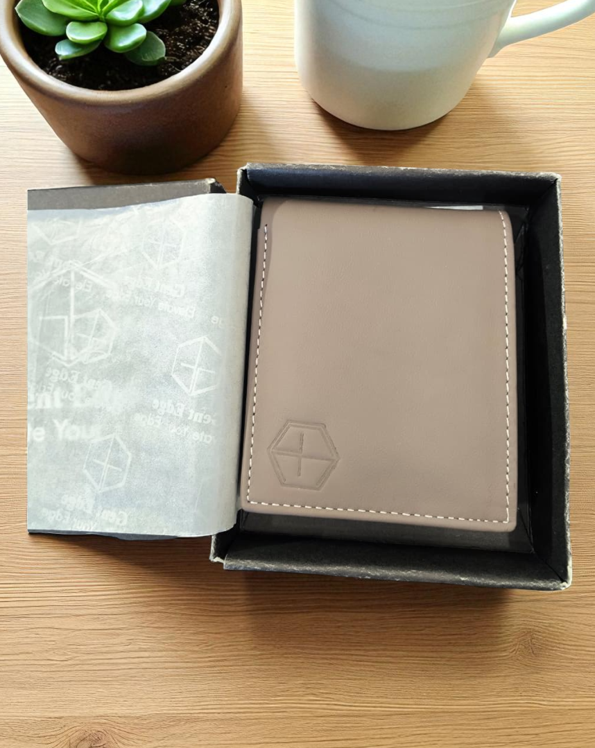 Grey Plain Texture Leather Wallet – 2 Cash Pockets & 10 Card Slots (Latest Collection)