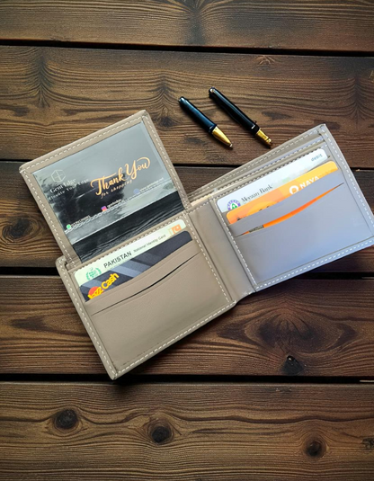 Grey Plain Texture Leather Wallet – 2 Cash Pockets & 10 Card Slots (Latest Collection)
