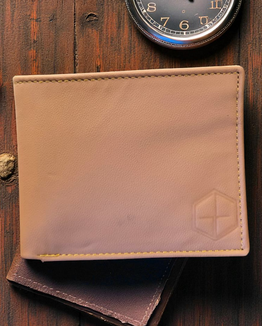 Caramel Plain Texture Leather Wallet – 2 Cash Pockets & 10 Card Slots (Latest Collection)