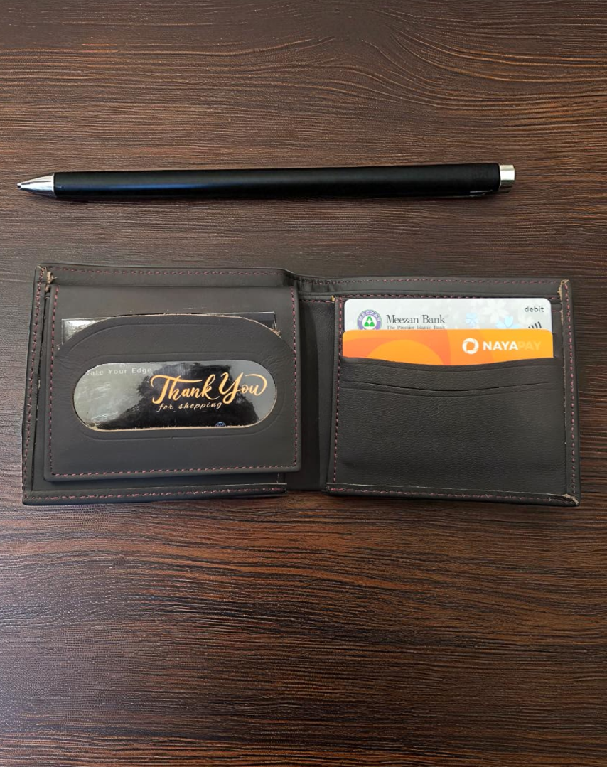 Dark Brown Plain Texture Leather Wallet – 2 Cash Pockets & 10 Card Slots (Latest Collection)