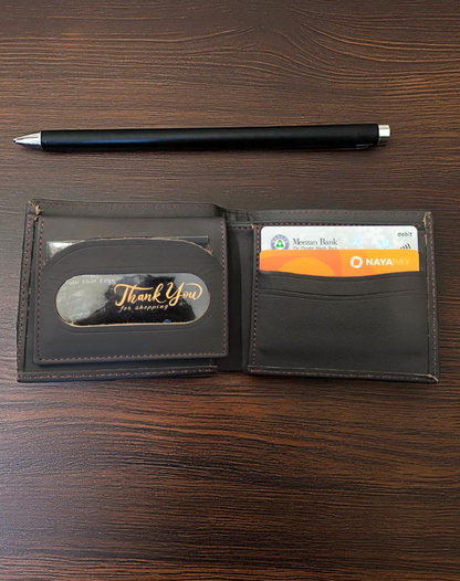 Dark Brown Plain Texture Leather Wallet – 2 Cash Pockets & 10 Card Slots (Latest Collection)