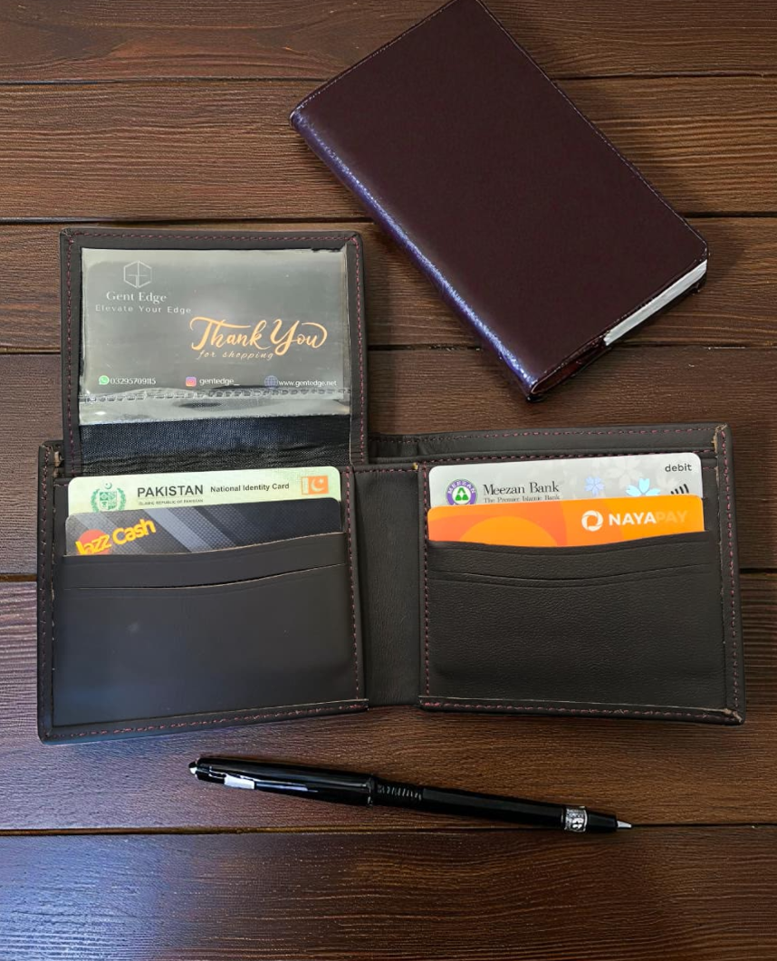 Dark Brown Plain Texture Leather Wallet – 2 Cash Pockets & 10 Card Slots (Latest Collection)