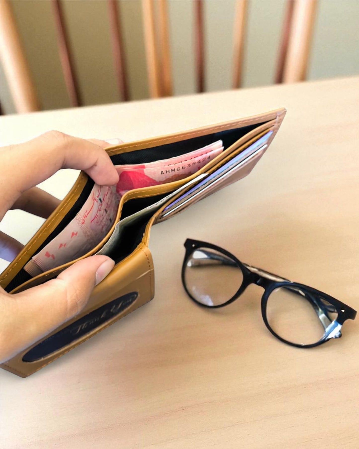 Caramel Crocodile-Texture Leather Wallet – 2 Cash Pockets & 10 Card Slots (Latest Collection)